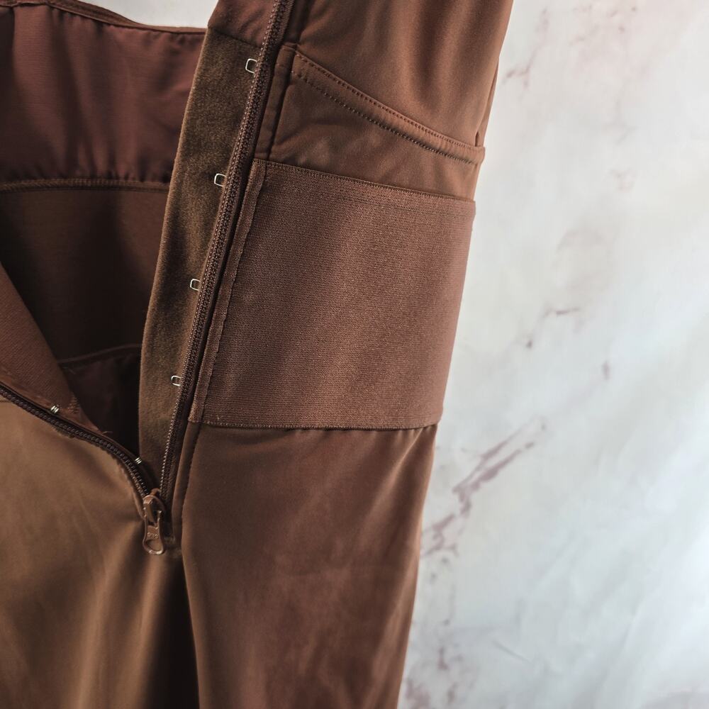 Shapellx Jumpsuit Womens Small Brown Crop Air Slim ElasticFuse Waistband Zip - Picture 13 of 16